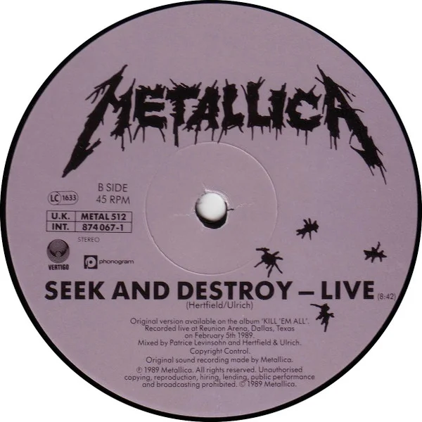 METALLICA ONE SINGLE store 45