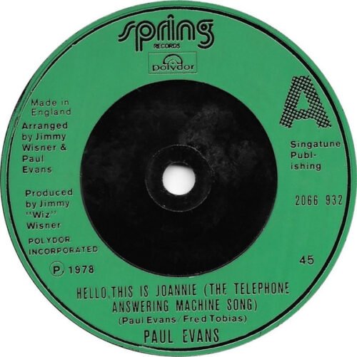Paul Evans - Hello, This Is Joannie (The Telephone Answering Machine Song)
