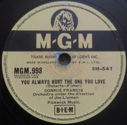 Connie Francis - You Always Hurt The One You Love / In The Valley Of Love