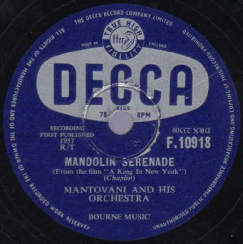 Mantovani And His Orchestra - Mandolin Serenade / The Spring Song