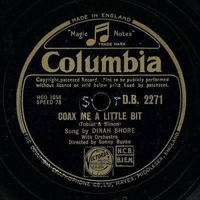 Dinah Shore - Coax Me A Little Bit / Two Silhouettes
