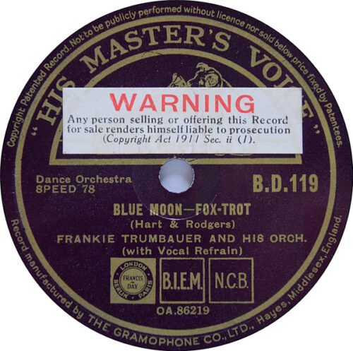 Frankie Trumbauer And His Orchestra - Blue Moon / Down T' Uncle Bill's