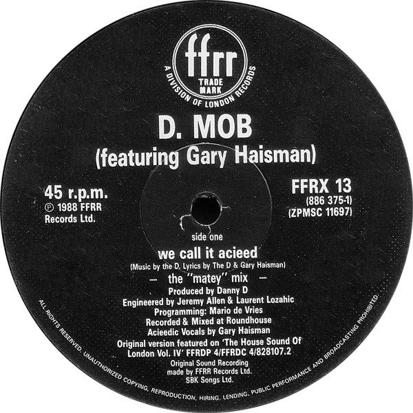 D Mob - We Call It Acieeed - Petesmusic UK Online Record Shop