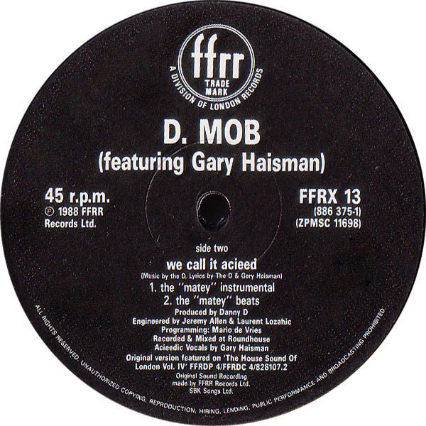 D Mob - We Call It Acieeed - Petesmusic UK Online Record Shop