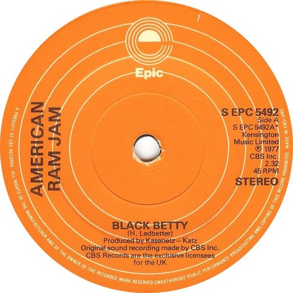 Ram Jam - Black Betty vinyl record